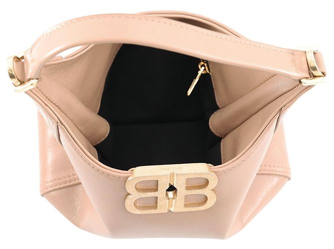 Borsa Balenciaga BB Soft Hobo in pelle beige - vista 6