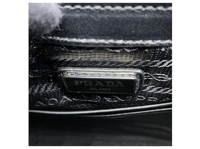 Borsa a tracolla Prada Triangle in pelle Saffiano Arancione Blu navy - vista 15