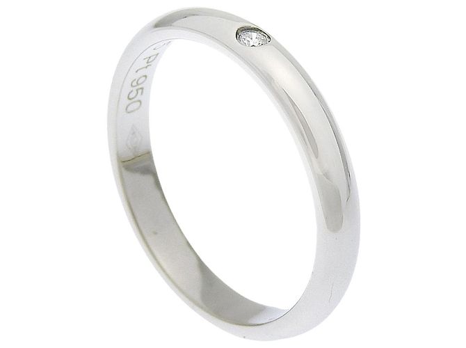Cartier 1895 Ehering Platin mit Diamant 2.2 mm Silber - Ansicht 2