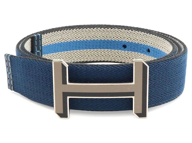 Hermès Hermes H-buckle Wendelgürtel Blau Grau Marineblau - Ansicht 2