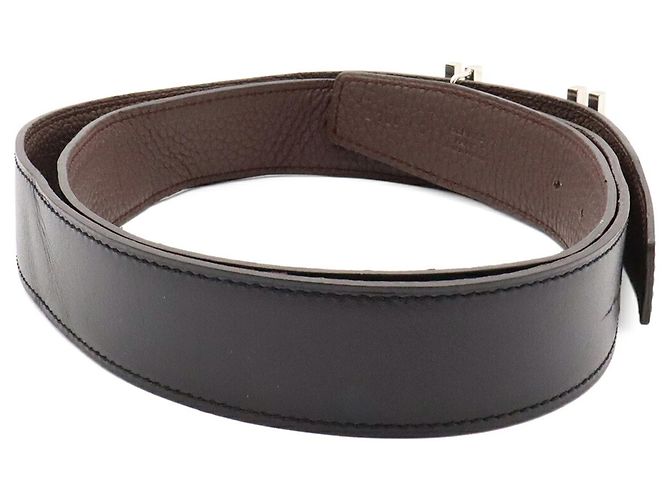 Hermès Hermes H O Carre Gürtel Doppelseitig Wendbar Braun Schwarz - Ansicht 2
