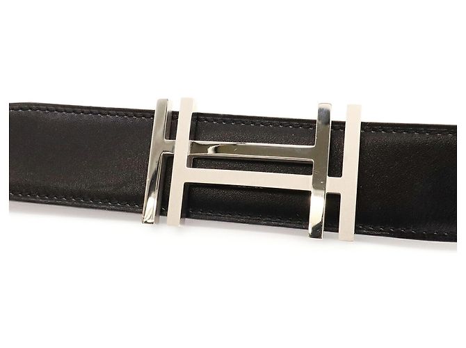 Hermès Hermes H O Carre Gürtel Doppelseitig Wendbar Braun Schwarz - Ansicht 3