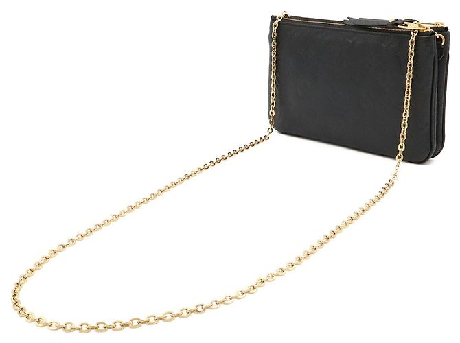 Louis Vuitton Monogram Empreinte Pochette Double Zip Chain Shoulder Bag Nero - vista 3