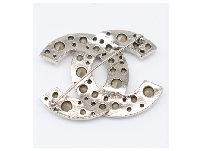 Chanel Coco Mark Strass-Brosche Silber - Ansicht 2