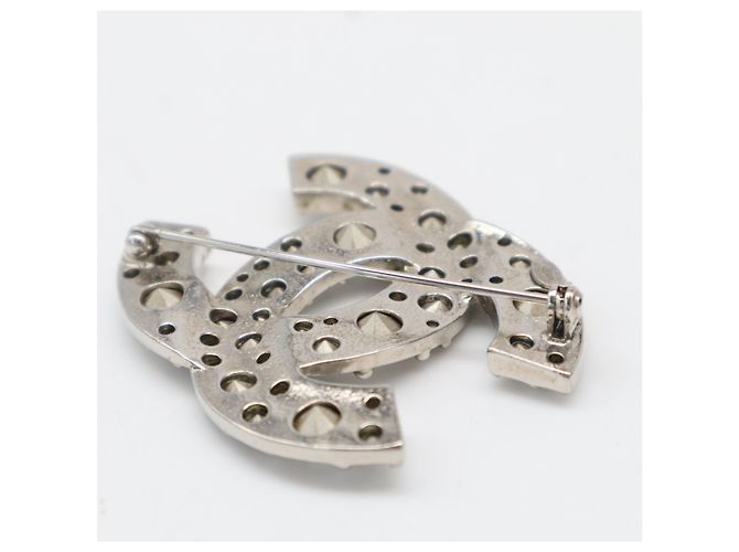 Chanel Coco Mark Strass-Brosche Silber - Ansicht 4