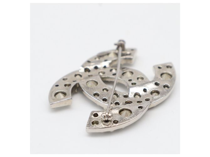 Chanel Coco Mark Strass-Brosche Silber - Ansicht 5