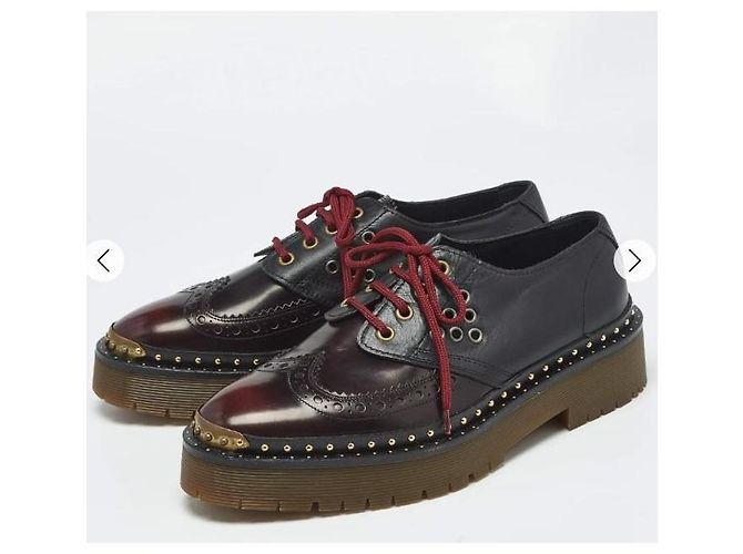 Burberry Bissett – Derby in pelle bordeaux e nera con borchie – Frange rimovibili Nero Marrone scuro - vista 2