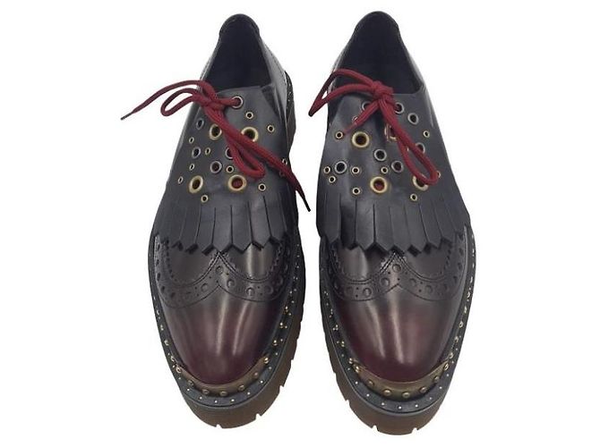 Burberry Bissett – Derby in pelle bordeaux e nera con borchie – Frange rimovibili Nero Marrone scuro - vista 5