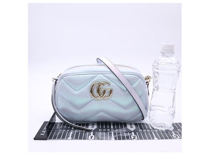 Borsa a spalla Small matelassé Gucci GG Marmont Blu - vista 3