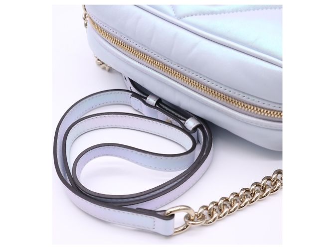 Borsa a spalla Small matelassé Gucci GG Marmont Blu - vista 9