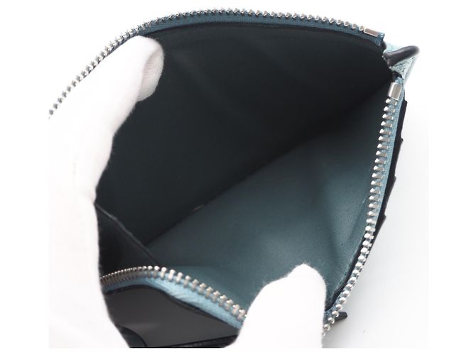 Tarjetero con monedero Loewe de piel de ternera granulada suave Castaño Azul - vista 10