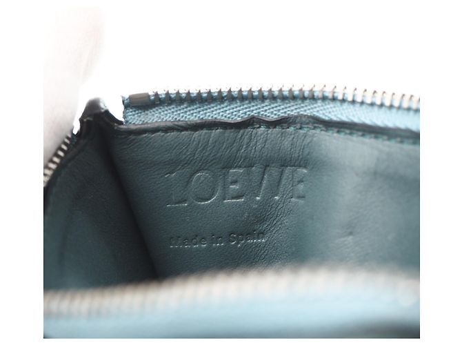 Tarjetero con monedero Loewe de piel de ternera granulada suave Castaño Azul - vista 13