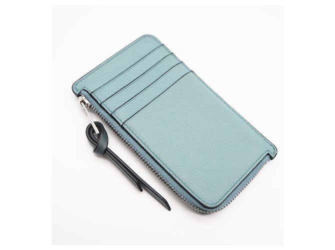 Tarjetero con monedero Loewe de piel de ternera granulada suave Castaño Azul - vista 2