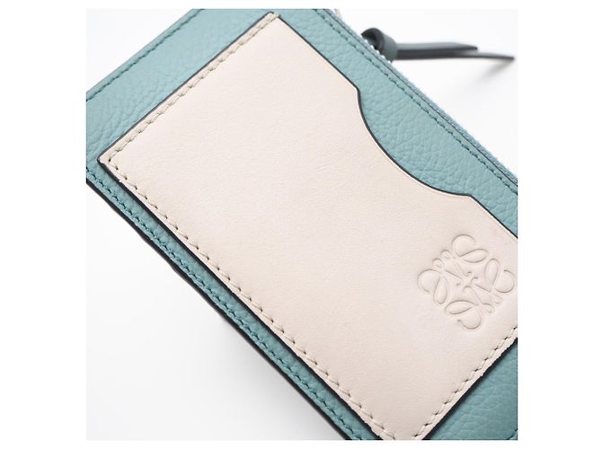Tarjetero con monedero Loewe de piel de ternera granulada suave Castaño Azul - vista 4