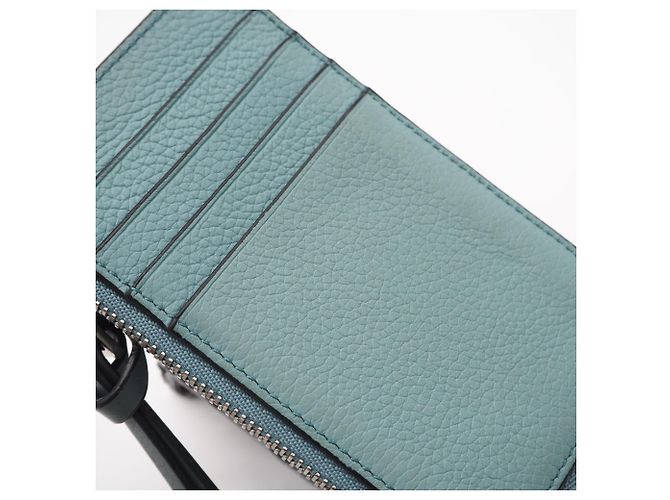 Tarjetero con monedero Loewe de piel de ternera granulada suave Castaño Azul - vista 5