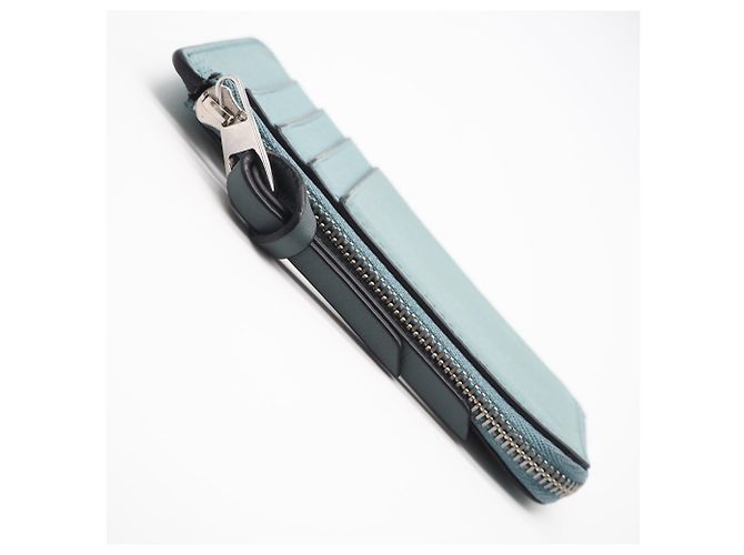 Tarjetero con monedero Loewe de piel de ternera granulada suave Castaño Azul - vista 6