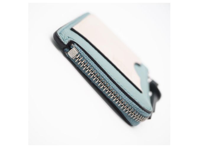 Tarjetero con monedero Loewe de piel de ternera granulada suave Castaño Azul - vista 8
