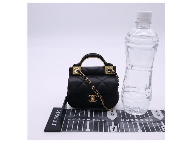 Timeless Chanel Matelassé Mini Chain Wallet Schwarz - Ansicht 3