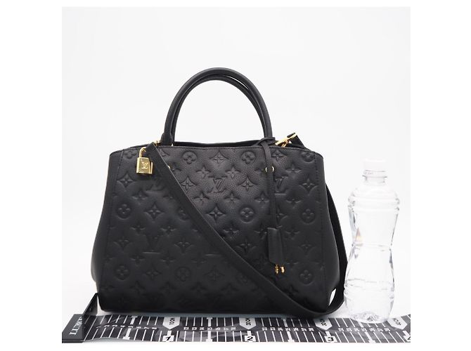 Borsa Louis Vuitton Monogram Empreinte Montaigne MM Noir Nero - vista 3
