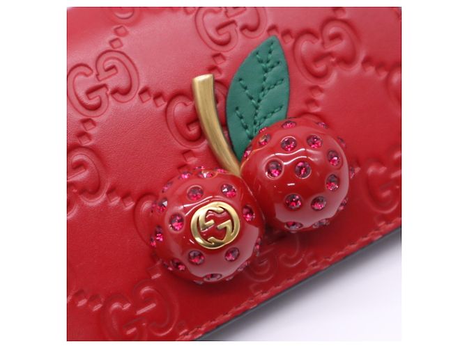 Cartera compacta Gucci GG Supreme Cherry Roja Verde - vista 10