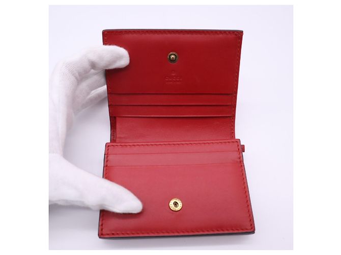 Cartera compacta Gucci GG Supreme Cherry Roja Verde - vista 11