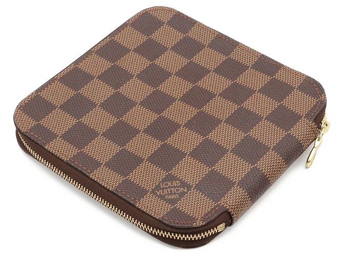 Portafoglio Bi-fold Rotondo Louis Vuitton Damier Olaf e Porta Passaporti Marrone - vista 3