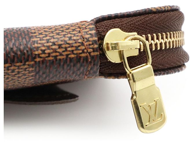 Portafoglio Bi-fold Rotondo Louis Vuitton Damier Olaf e Porta Passaporti Marrone - vista 5