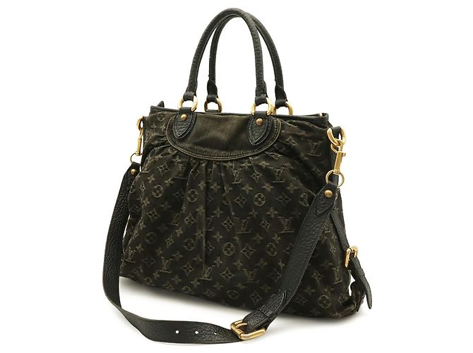 Borsa Tote Louis Vuitton Monogram Denim Neo Cavi MM Nero - vista 3