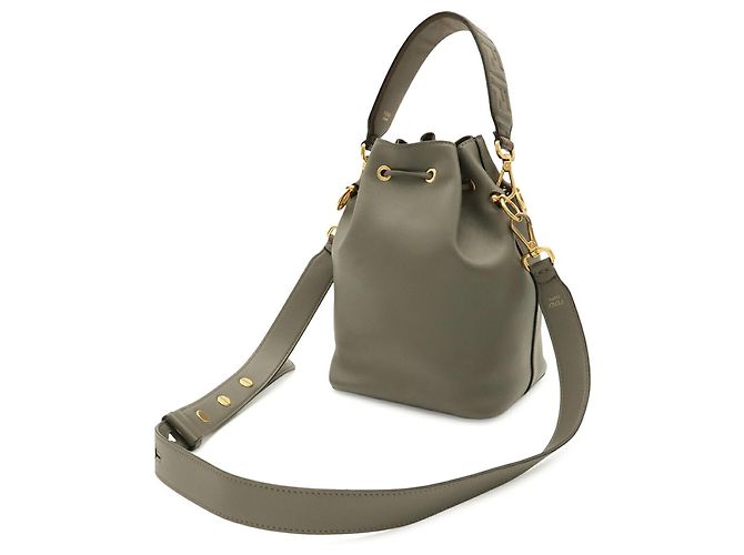 Borsa a secchiello Fendi Montresor FF Zucca Marrone - vista 3