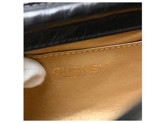 Chanel Vintage Envelope Flap Chevron Calfskin Nero - vista 4