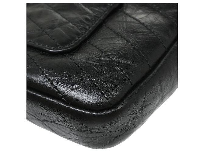 Chanel Vintage Envelope Flap Chevron Calfskin Nero - vista 6
