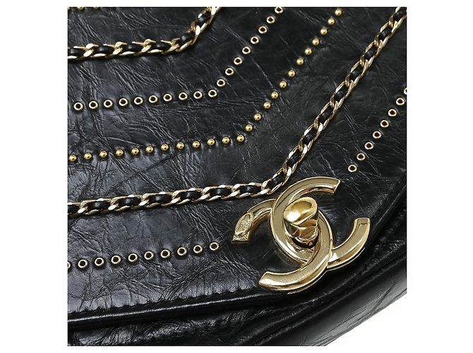 Chanel Vintage Envelope Flap Chevron Calfskin Nero - vista 7