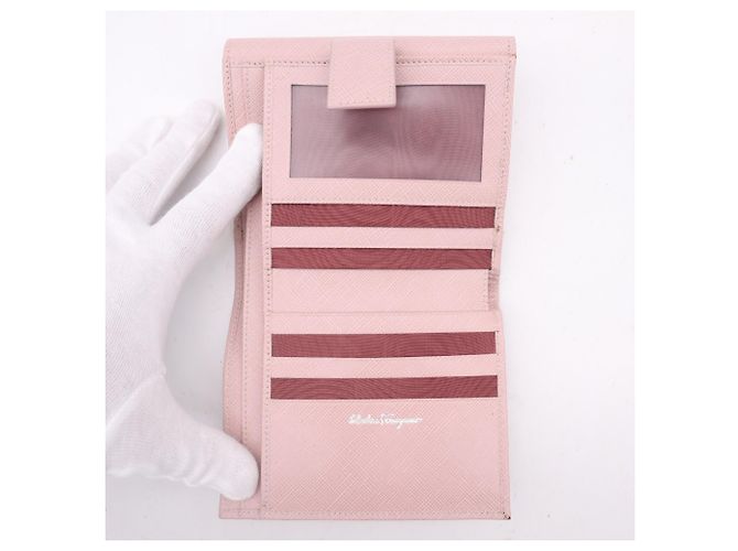 Cartera compacta Salvatore Ferragamo Gancini Bar Rosa - vista 14