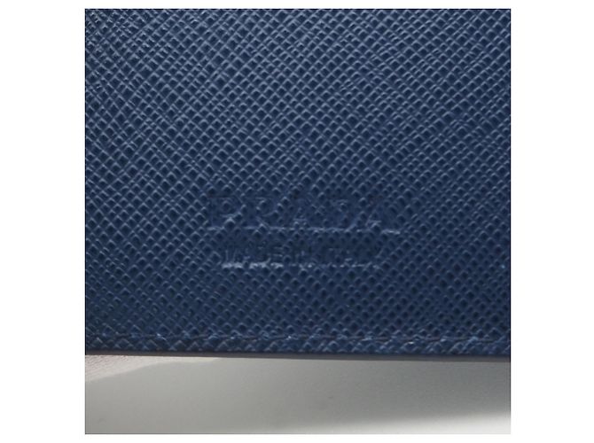 Prada Saffiano Blue Bi-Fold Wallet - view 14