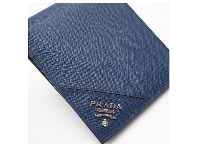 Prada Saffiano Blue Bi-Fold Wallet - view 4