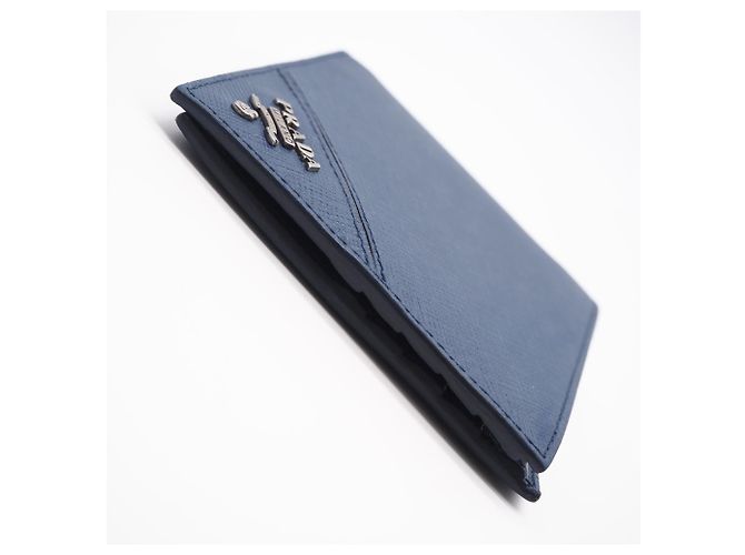 Prada Saffiano Blue Bi-Fold Wallet - view 8