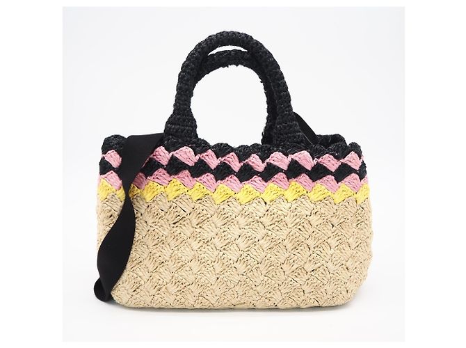 Prada Handtasche aus Raffia Beige Multicolour Mehrfarben - Ansicht 2