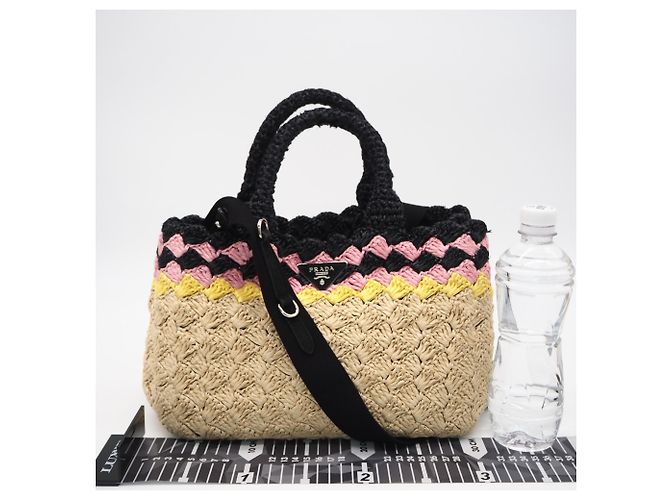 Prada Handtasche aus Raffia Beige Multicolour Mehrfarben - Ansicht 3