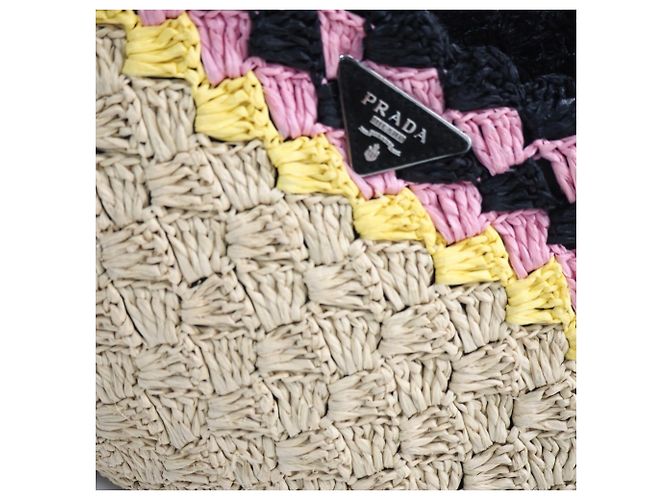 Prada Handtasche aus Raffia Beige Multicolour Mehrfarben - Ansicht 6