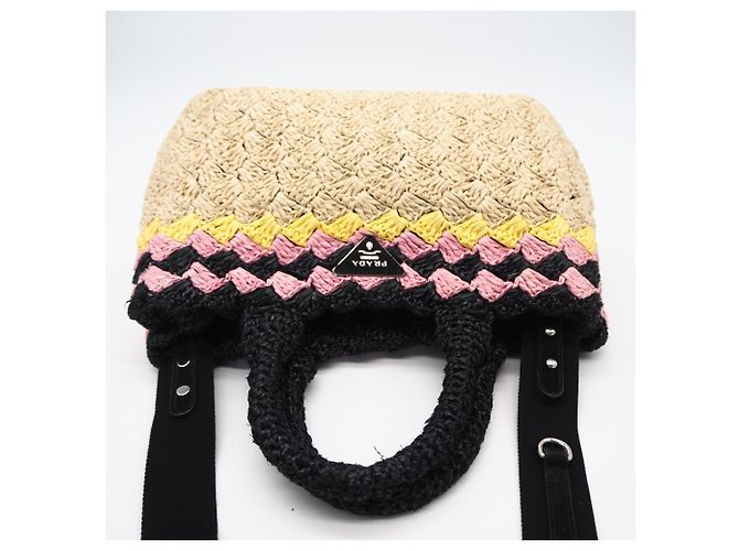 Prada Handtasche aus Raffia Beige Multicolour Mehrfarben - Ansicht 7