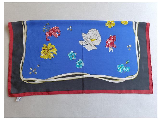 Foulard in seta Gucci motivo floreale e horsebit Bianco Rosso Blu Verde Grigio Giallo - vista 3