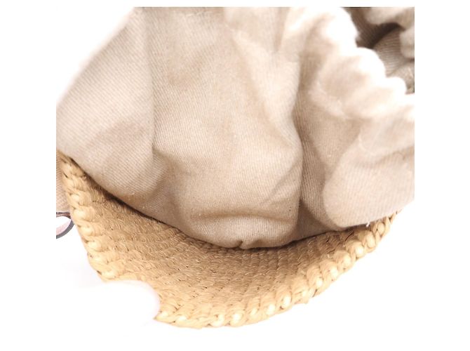 Borsa a tracolla Chloé Woody Small Basket in rafia e lino Marrone Beige - vista 13