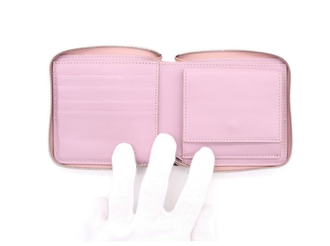 Céline Celine Small Zip Multifunction Bi-fold Wallet aus Kalbsleder Schwarz Pink - Ansicht 14