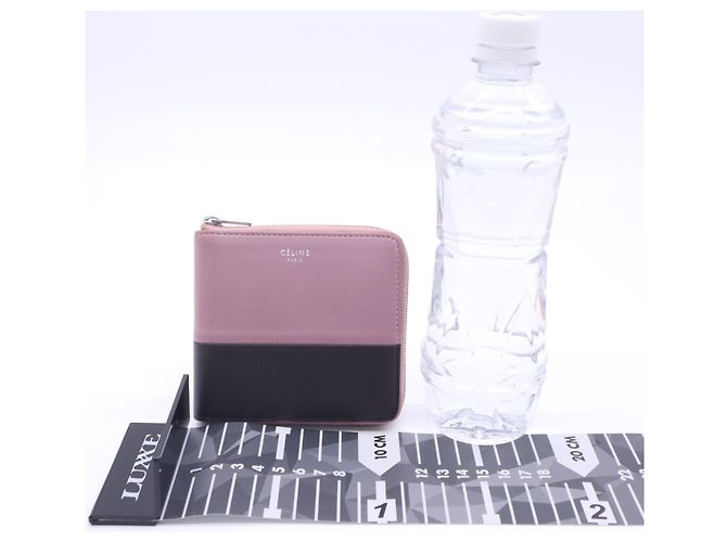 Céline Celine Small Zip Multifunction Bi-fold Wallet aus Kalbsleder Schwarz Pink - Ansicht 4