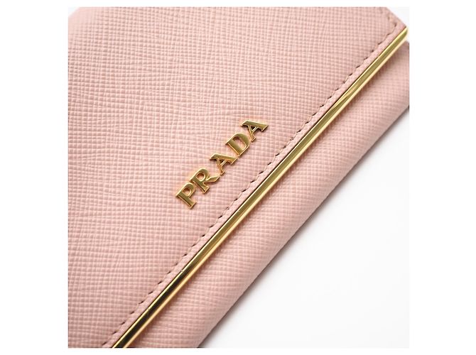 Prada Saffiano Leather Card Case in Pink Beige - view 10