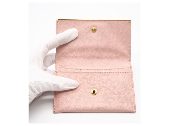 Prada Saffiano Leather Card Case in Pink Beige - view 11