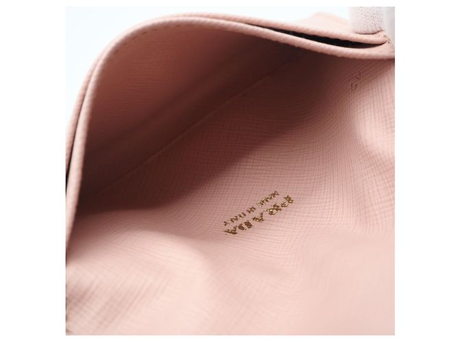 Prada Saffiano Leather Card Case in Pink Beige - view 12
