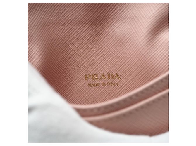 Prada Saffiano Leather Card Case in Pink Beige - view 13