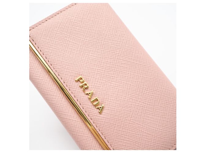Prada Saffiano Leather Card Case in Pink Beige - view 4