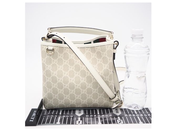 Borsa Secchiello Piccola Gucci GG Emblem Bianco Beige - vista 3